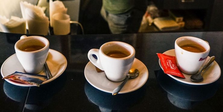 espresso being served in a coffee shop