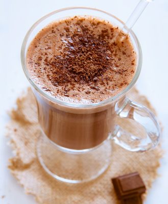 Mocha Latte in Tall Cup topped with Chocolate Shavings