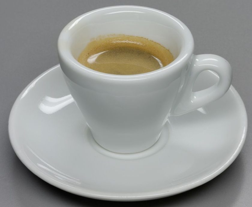 ristretto espresso in porcelain cup with saucer