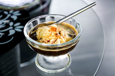 affogato, cup of affogato with ice cream