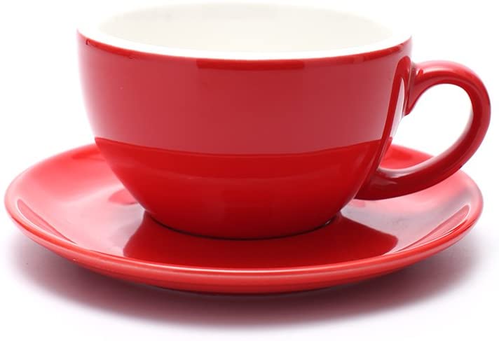 coffeezone red latte cup with saucer