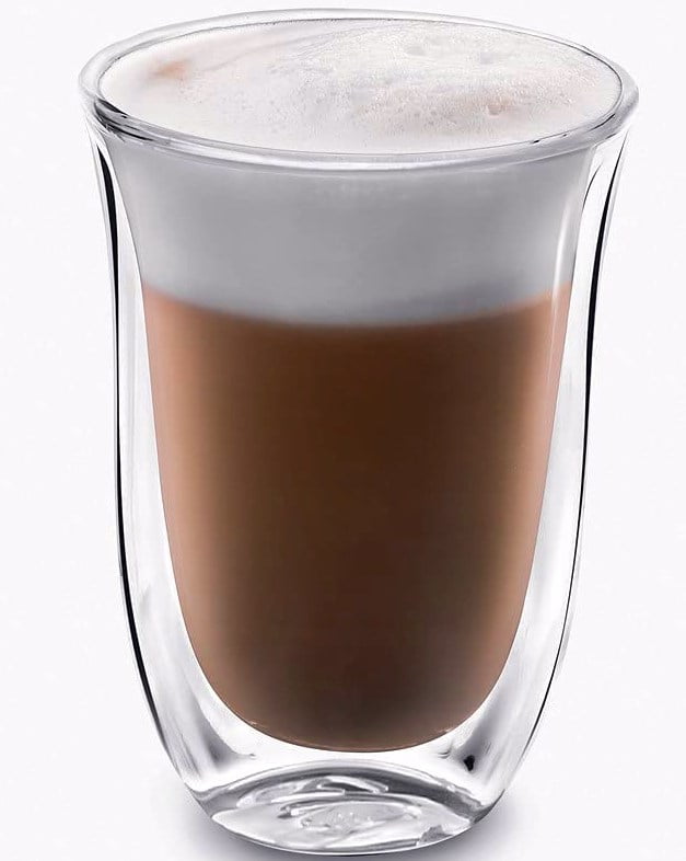 set of 2 delonghi double walled latte glasses
