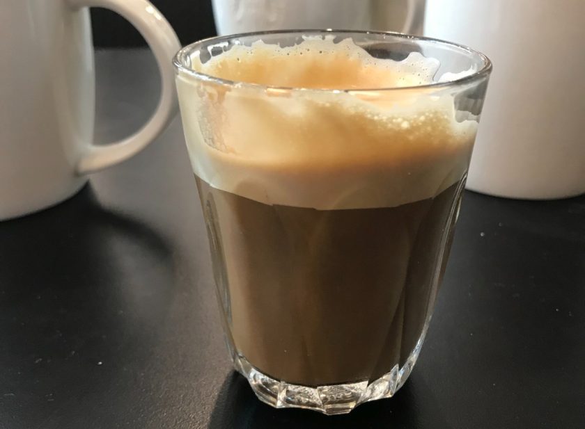 cortado coffee with more milk froth