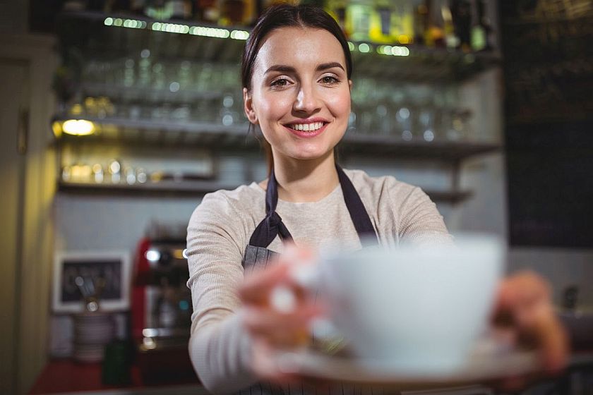 barista serving a customer