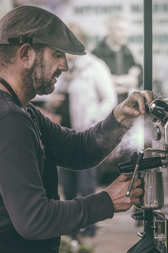 barista steaming milk