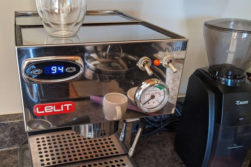 Lelit espresso machine with PID showing 94 degrees Celsius - 201 degrees Fahrenheit. 
