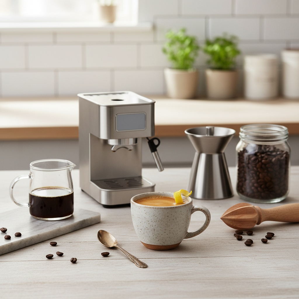 How to make a café romano at home — espresso with lemon peel