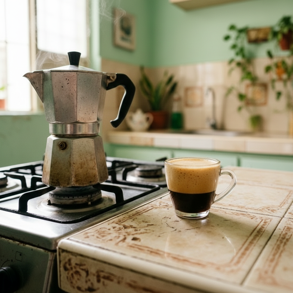 Cuban espresso cafecito with moka pot