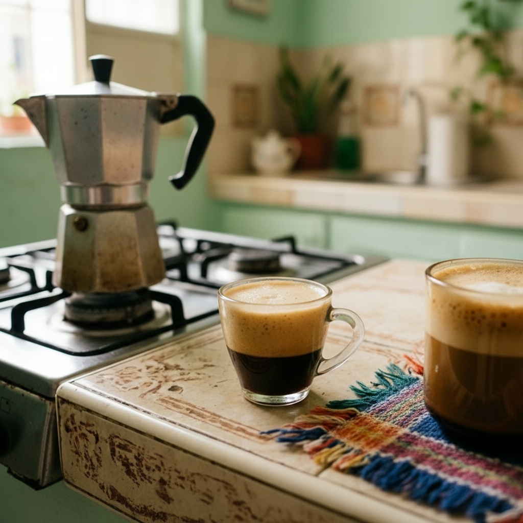 Cuban espresso with golden espumita in a demitasse